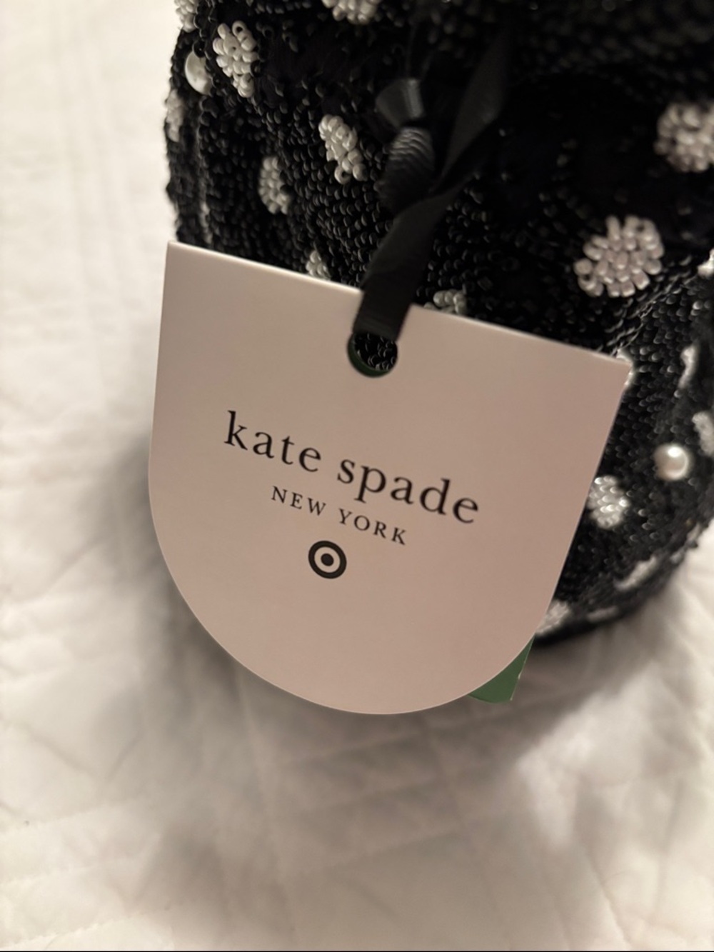 kate spade Black Beaded Polka Dot Drawstring Pouch - Picture 2 of 4